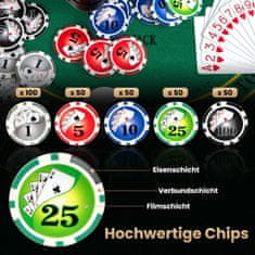 Northio Komplet za poker s 300 laserskimi žetoni in etuijem za poker ter 2 igralnima kartama in 2 ključema Komplet za poker