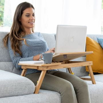 InnovaGoods Bambusova zložljiva stranska mizica Lapwood InnovaGoods