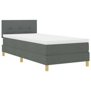 Vidaxl LED Box Spring Postelja Temno siva 90 x 200 cm blago