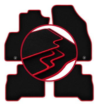 Velurne preproge z rdečim robom za: Citroen Nemo kombivan (2007-2017)