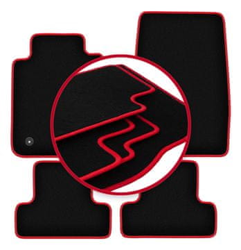 Velurne talne preproge z rdečim robom za: Ford Mustang MK6 coupe (2014-)