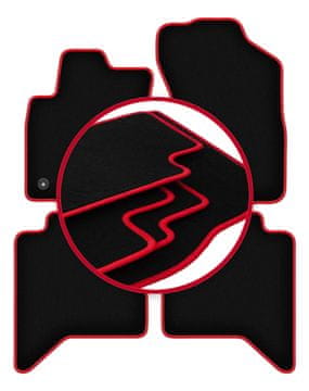 Velurne talne preproge z rdečim robom za: Toyota Hilux VIII pickup (2015-)