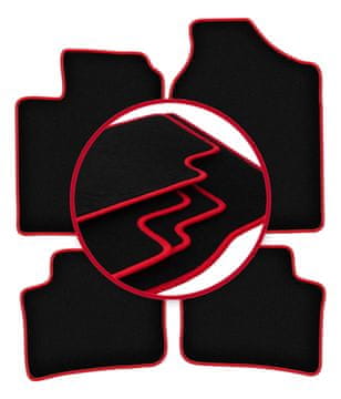 Velurne talne preproge z rdečim robom za: Daihatsu Trevis hatchback (2006-2009)