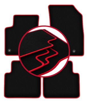Velurne talne preproge z rdečim robom za: Citroen C3 Aircross II crossover (2017-)