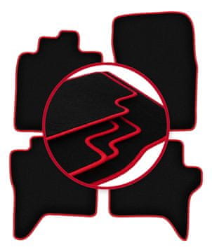 Velurne talne preproge z rdečim robom za: Mitsubishi Pajero IV long (2006-2018)
