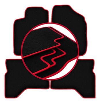Velurne preproge z rdečim robom za: Mitsubishi Pajero Sport I SUV (1996-2008)