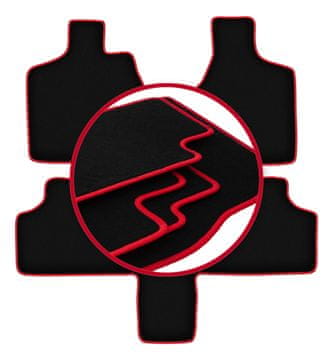 Velurne talne preproge z rdečim robom za: Chrysler Grand Voyager III 7-sedežni (2000-2008)
