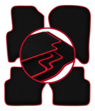 Velurne talne preproge z rdečim robom za: Range Rover Sport I SUV (2005-2012)