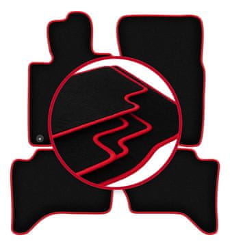Velurne talne preproge z rdečim robom za: Mitsubishi L200 V pickup (2019-)