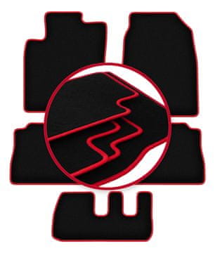 Velurne talne preproge z rdečim robom za: Chevrolet Captiva 7-sedežni (2006-2017)