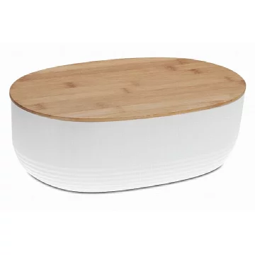 Kela Posoda za kruh NAMUR plastika / les bela KL-12060