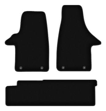 Črne velur preproge BASIC za: VW Transporter T5 dostavnik, 2 vrsti (2003-2015)