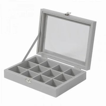 Northix Herzberg HG-05309: Eleganten organizator nakita s steklenim pokrovom in 12 predelki