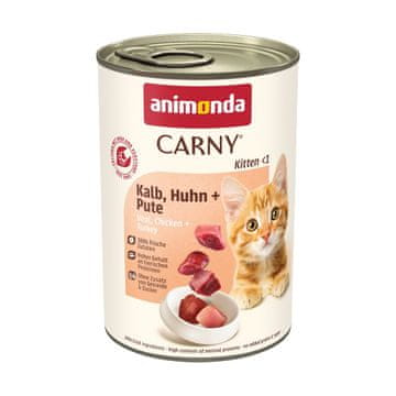 Animonda ANIMONDA Carny Kitten Mokra hrana za mačke - govedina, piščanec, puran - 400g