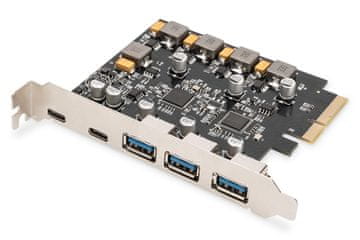 slomart Digitus DA-70840 PCIe kartica, 2x USB-C + 3x USB-A, 10 Gbit/s