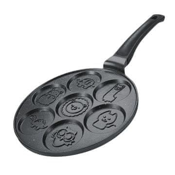 Northix Herzberg HG-CP267ANL: 26 cm ponev za palačinke in krep, obložena z marmorjem - 7 ljubkih živali