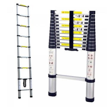 Northix Herzberg HG-5380: Večnamenska aluminijasta teleskopska podaljška lestev - 3,8M