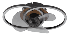 Globo stropni ventilator z LED svetilom – 24 W, 2400 lm, CCT 2700–6500 K, zatemnitev, daljinski upravljalnik, črna/les