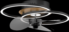 Globo stropni ventilator z LED svetilom – 24 W, 2400 lm, CCT 2700–6500 K, zatemnitev, daljinski upravljalnik, črna/les