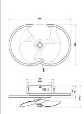 Globo stropni ventilator z LED svetilom – 24 W, 2400 lm, CCT 2700–6500 K, zatemnitev, daljinski upravljalnik, črna/les
