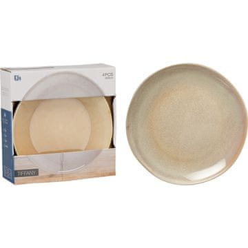Excellent Houseware Ploščati krožnik, komplet 4 kosov, premer 28 cm, bež