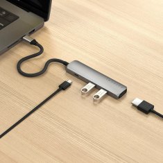 Satechi USB vmesniški hub Satechi ST-P4SM, USB Type-C, 10000 Mbit/s, siv