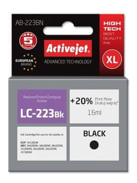 slomart Activejet AB-223BN črno črnilo (nadomestilo za Brother LC223BK), 16 ml