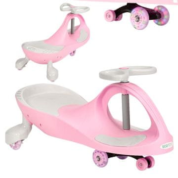 Northix Wiggle igrača za vožnjo z avtomobilom LED kolesa roza ECOTOYS