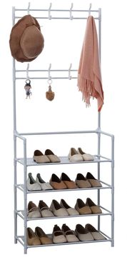 Northix Obešalnik za oblačila Herzberg Segmented Hallstand s 4 policami Shoe Rack - 60x155 cm