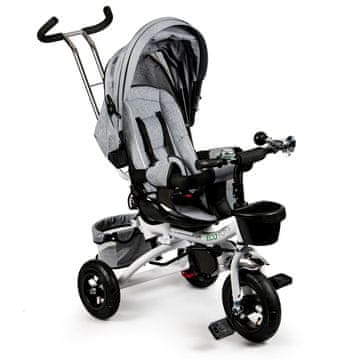 Northix 360° vrtljiv tricikel Deluxe s streho, sive ECOTOYS