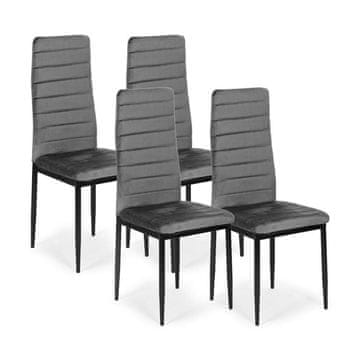 Northix Stoli z izoblikovanim naslonom - GREY VELVET - Set 4