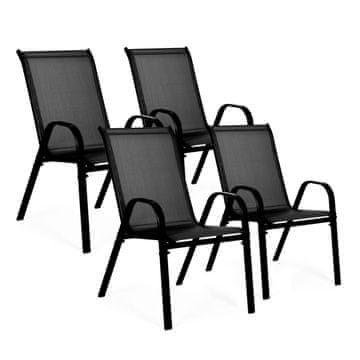 Northix Set 4 vrtnih stolov za teraso ali balkon črn MultiGarden