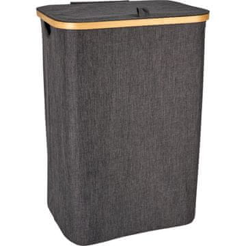 Excellent Houseware Koš za perilo z bambusovim robom 40 x 30 x 60 cm, temno siva