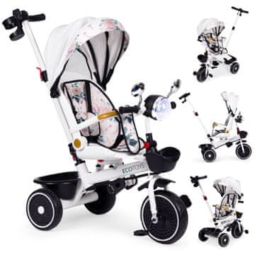 Northix Otroški tricikel z vrtljivim sedežem, ročajem za potiskanje in strehico ECOTOYS