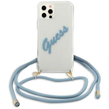Guess Ovitek Guess Script Vintage Hardcase za iPhone 12 Pro Max (6.7") - Prozorna/Modra