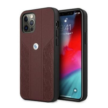 Bmw Etui za iPhone 12 Pro Max BMW Leather Curve Perforate, rdeč