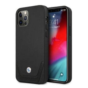 Bmw Etui za iPhone 12 Pro Max BMW Leather Perforate, črn