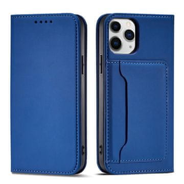 HURTEL Magnet Card Case etui z denarnico in stojalo za iPhone 12 Pro (modra)