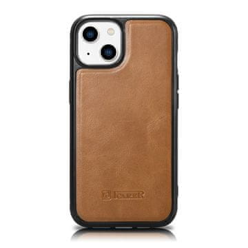 iCARER Ovitek iCarer iz naravnega usnja za iPhone 14 Plus, rjav