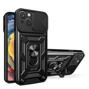 HURTEL Hybrid Armor Camshield etui za iPhone 14 Plus z drsnim pokrovom kamere - črn