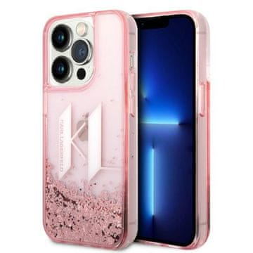 Karl Lagerfeld Ovitek Karl Lagerfeld Liquid Glitter Big KL za iPhone 14 Pro, roza