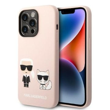 Karl Lagerfeld Ovitek Karl Lagerfeld Silicone Karl & Choupette MagSafe za iPhone 14 Pro, svetlo roza