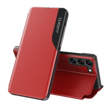 HURTEL Hurtel Eco Leather View Case ovitek za Samsung Galaxy S23+ s preklopnim stojalom, rdeč