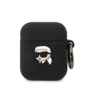 Karl Lagerfeld Karl Lagerfeld KLA2RUNIKK Črna 3D Silicone ovitek za AirPods 1/2 - Karl Head