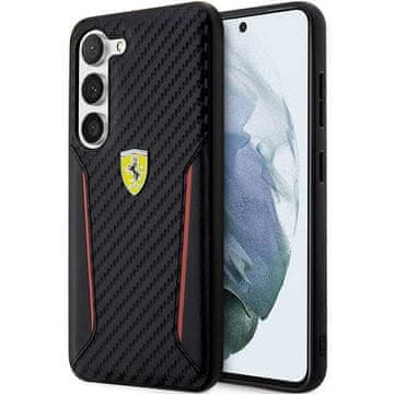 Ferrari Ferrari ovitek za Samsung S23+ Carbon Contrast Edges, črn