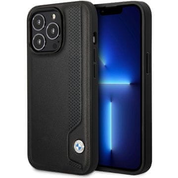 Bmw Ovitek BMW BMHCP14X22RBDK za iPhone 14 Pro Max 6.7", črn/črn, usnje, modre pike