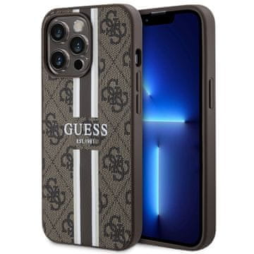Guess Ovitek za iPhone 13 Pro Max 4G Stripes MagSafe rjav