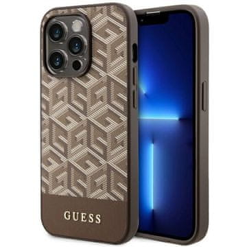 Guess Ovitek za iPhone 14 Pro GCube Stripes MagSafe rjav