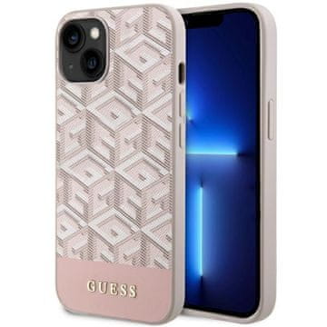 Guess Ovitek GCube Stripes MagSafe za iPhone 14 Plus, roza