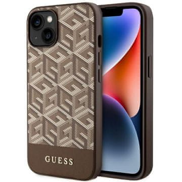 Guess Ovitek MagSafe GCube Stripes za iPhone 14 Plus, rjav